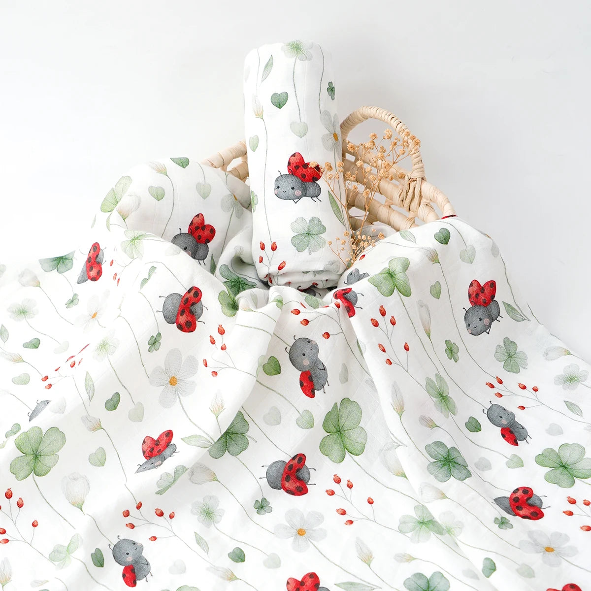 HappyFlute New One Piece Digital Print Bamboo Cotton 2 Layers Super Soft Muslin Swaddle High Quality Wrap For Newborn Blanket