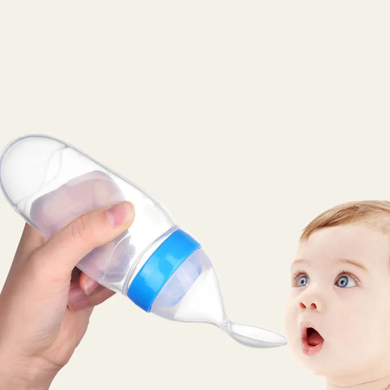 Baby Silicone Squeezing Feeding Bottle Newborn Baby Training Spoon Infant Cereal Food Supplement Feeder Bbay Safe Tableware