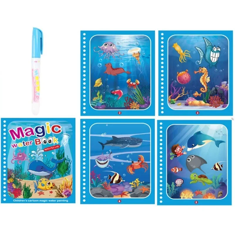 Drawing Coloring Books for Kids Magic Water Book with Pen 2 To 4 Years Old Children Learning Education Toy Baby Montessori Toys