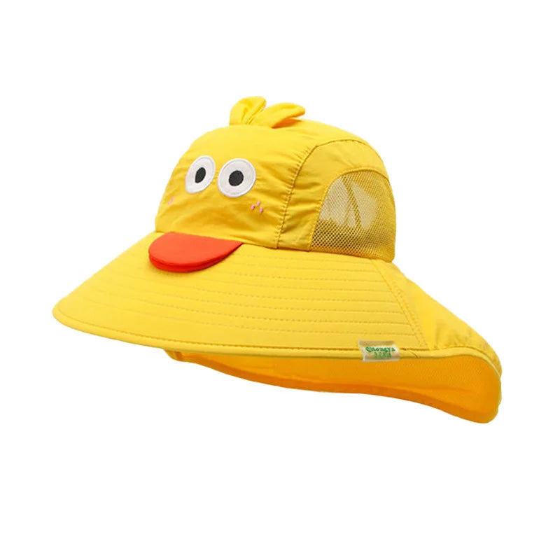 Summer Children's Sun Hat Foldable Baby Beach Hat UV Resistant Thin Breathable Large Brim Fisherman Cartoon Hat