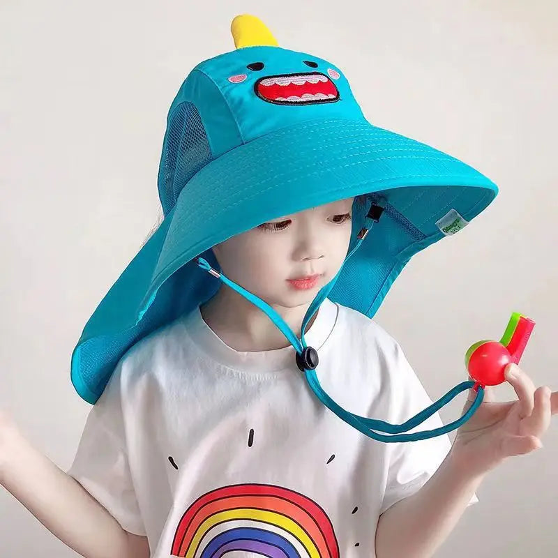 Summer Children's Sun Hat Foldable Baby Beach Hat UV Resistant Thin Breathable Large Brim Fisherman Cartoon Hat