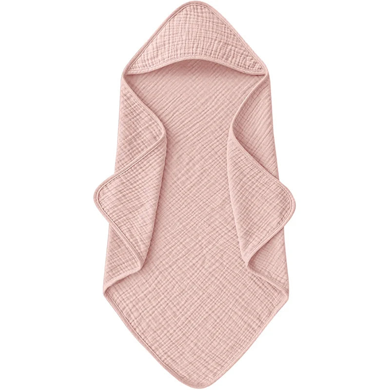 1PC Muslin Hooded Baby Towels Ultra-Soft Cotton Absorbent Baby Bath Towels with Hood for Newborn Baby Infant 30x30in