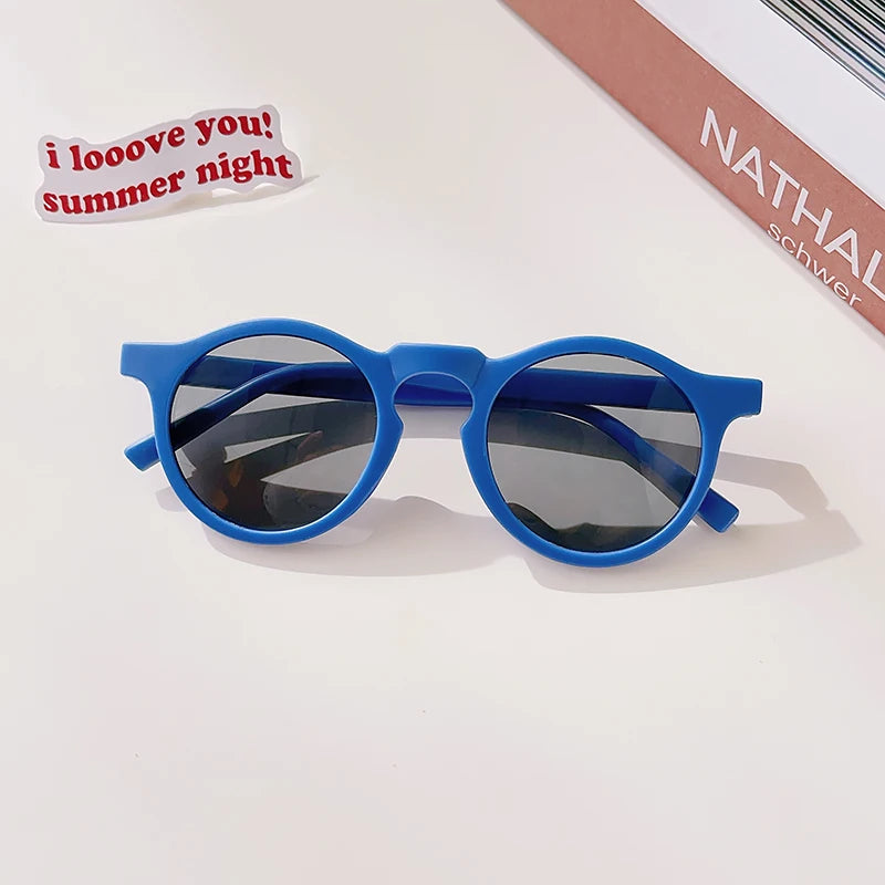 2025 New Kids Cute Checker Panel Color Round UV400 Sunglasses Baby Girls Outdoor Sun Protection Sunglasses Children Sun Glasses