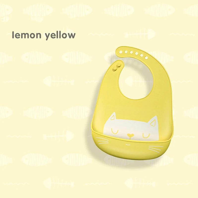 Silicone Baby Bib Waterproof Kids Boy Girl Feeding Stuff Adjustable Feeding Apron Food Grade Cartoon Burp Scarf Toddler Burp Bib