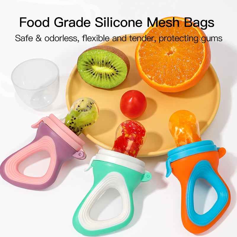 SAIDAH Infant Baby Food Fruit & Vegetable Feeder with Medium Mesh Bag Food Grade Liquid Silicone Yummy Nourishment Feeding