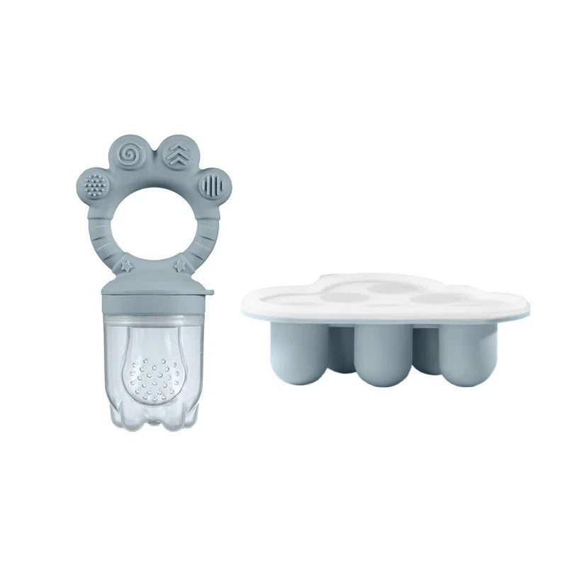 2pcs Set Baby Fruit Feeder Cube food set Bear PAWS Ice fruits and vegetables food box set body silicone baby meat puree