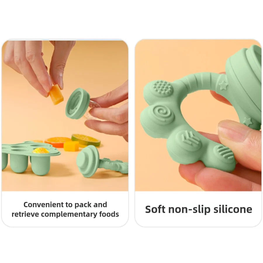 2pcs Set Baby Fruit Feeder Cube food set Bear PAWS Ice fruits and vegetables food box set body silicone baby meat puree