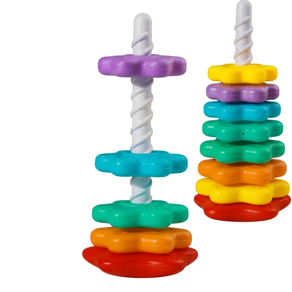Rainbow Spinning and Color Tower Toy