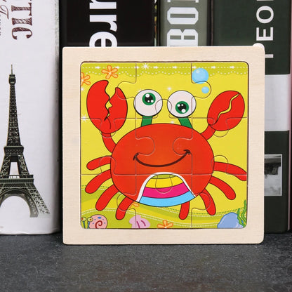 Hot Sale 11X11CM Kids Wooden Puzzle Baby Cartoon Animal Traffic Tangram Wood Puzzle Educational Jigsaw Toys For Children Gifts