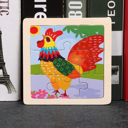 Hot Sale 11X11CM Kids Wooden Puzzle Baby Cartoon Animal Traffic Tangram Wood Puzzle Educational Jigsaw Toys For Children Gifts