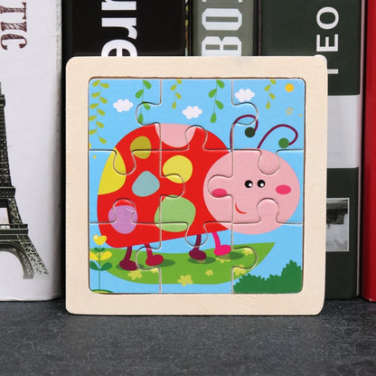 Hot Sale 11X11CM Kids Wooden Puzzle Baby Cartoon Animal Traffic Tangram Wood Puzzle Educational Jigsaw Toys For Children Gifts