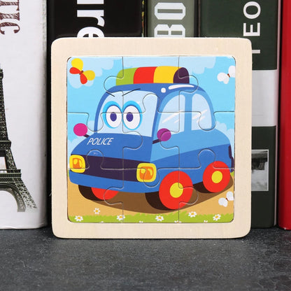 Hot Sale 11X11CM Kids Wooden Puzzle Baby Cartoon Animal Traffic Tangram Wood Puzzle Educational Jigsaw Toys For Children Gifts