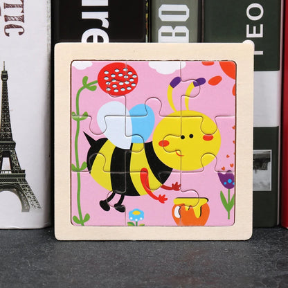 Hot Sale 11X11CM Kids Wooden Puzzle Baby Cartoon Animal Traffic Tangram Wood Puzzle Educational Jigsaw Toys For Children Gifts