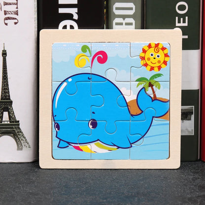 Hot Sale 11X11CM Kids Wooden Puzzle Baby Cartoon Animal Traffic Tangram Wood Puzzle Educational Jigsaw Toys For Children Gifts