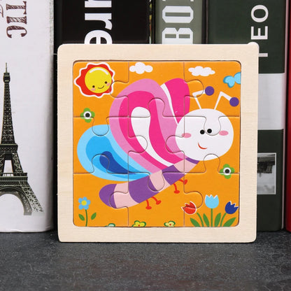 Hot Sale 11X11CM Kids Wooden Puzzle Baby Cartoon Animal Traffic Tangram Wood Puzzle Educational Jigsaw Toys For Children Gifts