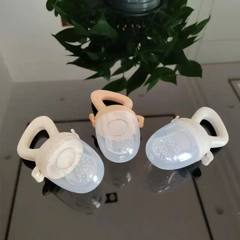 5 in 1 Baby Fruit Feeder with Nipple Set Baby Silicone Mesh Bag Pacifier Fruit and Vegetable Feeder Nursing Toddler Teething Toy