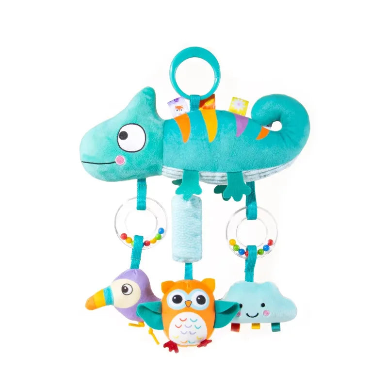 Crib Hanging Rattles Toys Baby Toys Cartoon Animal Spiral Hanging Toy with Ringing Bell Stroller Car Toys for Infant Newborn