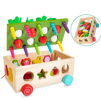 Montessori Toys for Baby Boys Girls1 2 3 4Year Wooden Puzzle Carrot Harvest Toy Game Shape Sorting Educational Toys for Children