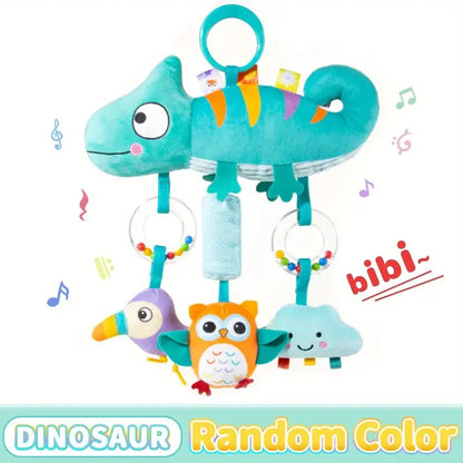 Crib Hanging Rattles Toys Baby Toys Cartoon Animal Spiral Hanging Toy with Ringing Bell Stroller Car Toys for Infant Newborn