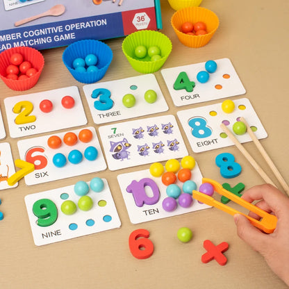 Clip Beads Wooden Toy Kids Sorting Bowl Toddler Learning Activities Fine Motor Skills Toy Preschool Early Educational Montessori