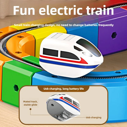 Children Magic Track Train Electric Assembled Building Blocks Magnetic Rail Car Maze Educational Toys for Kids Christmas Gifts