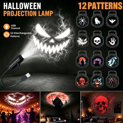 USB Halloween Projector Light with Ghost & Skull Patterns