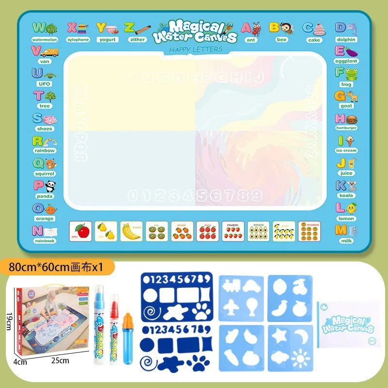 100x80CM Magic Water Drawing Mat with Reusable Magic Pens Montessori Painting Board for Doodling Educational Toys and  Gifts