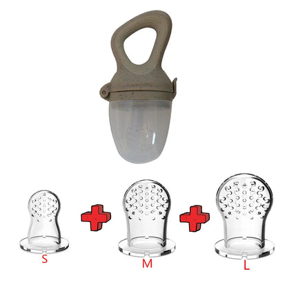 5 in 1 Baby Fruit Feeder with Nipple Set Baby Silicone Mesh Bag Pacifier Fruit and Vegetable Feeder Nursing Toddler Teething Toy