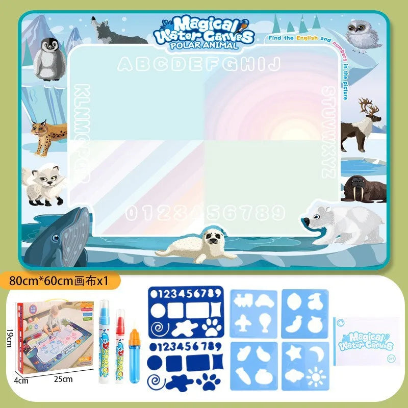 100x80CM Magic Water Drawing Mat with Reusable Magic Pens Montessori Painting Board for Doodling Educational Toys and  Gifts