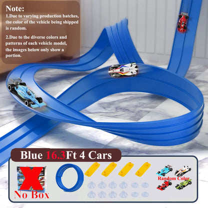 Flexible Race Track Children Toys DIY Double-track Racing Car Ramp Compatible 1/64th Cars Portable Rolls Up Boy Christmas Gift