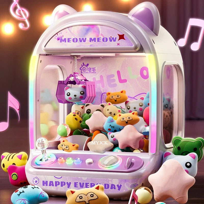 DIY Automatic Doll Machine Kids Coin Operated Play Game Mini Claw Catch Toys Crane Machines Music Doll for Christmas gifts