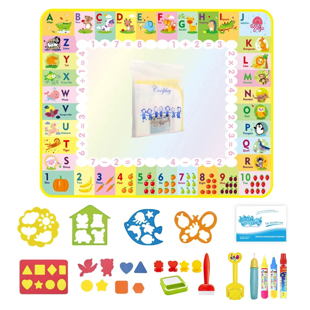 Magic Water Drawing Mat Coloring Doodle Mat with Magic Pens Montessori Toys Painting Board Educational Toys for Kids Gifts