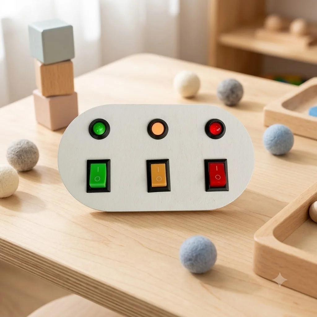 DIY Montessori Busy Board Accessories Set Wooden Sensory Activity Toys Gear Switch LED Light Drum Beads Educational Learning Toy