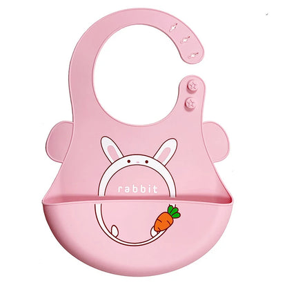 Silicone Baby Bib Waterproof Kids Boy Girl Feeding Stuff Adjustable Feeding Apron Food Grade Cartoon Burp Scarf Toddler Burp Bib