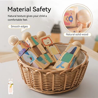 Baby Wooden Rotating Jigsaw Puzzle Hand bell Toy Baby Mobile Musical Rattle Toy Montessori Puzzle Game For Babies Newbaby Gift