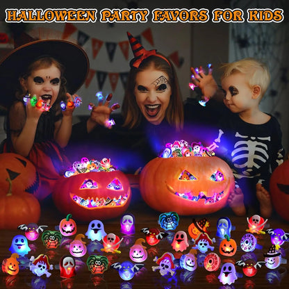 Halloween LED Light-Up Finger Rings for Kids