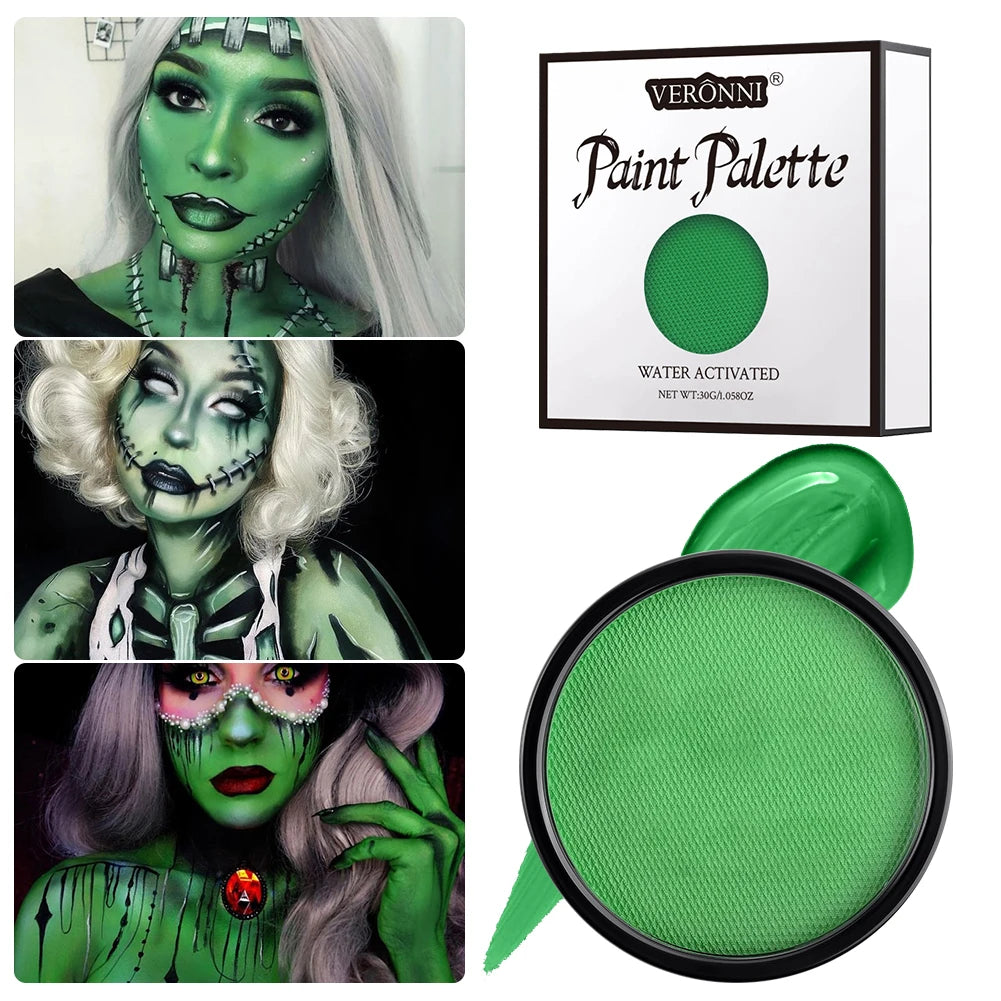 Water Activated Face & Body Paint - 6 Colors with Brush