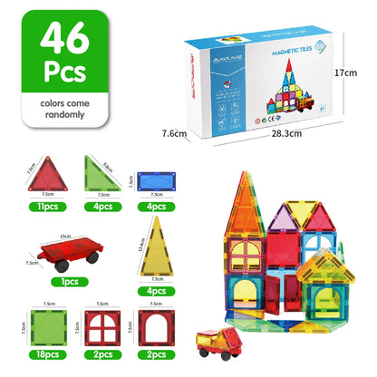 Magplayer Magnetic Building Blocks Construction Strong Magnet Tiles Children Montessori Educational Toys for Kids Christmas Gift