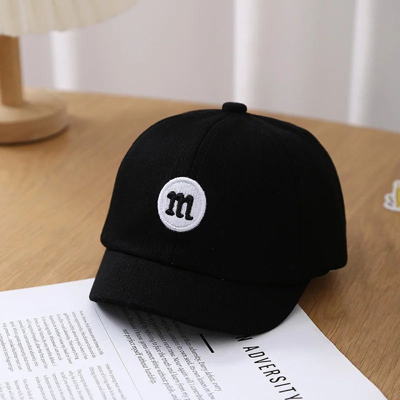 Korean Letter Embroidered Baby Cap Summer Toddler Boys Girls Cotton Baseball Caps Solid Color Kids Adjustable Peaked Hat