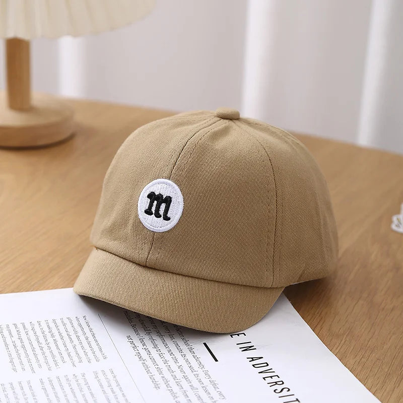 Korean Letter Embroidered Baby Cap Summer Toddler Boys Girls Cotton Baseball Caps Solid Color Kids Adjustable Peaked Hat