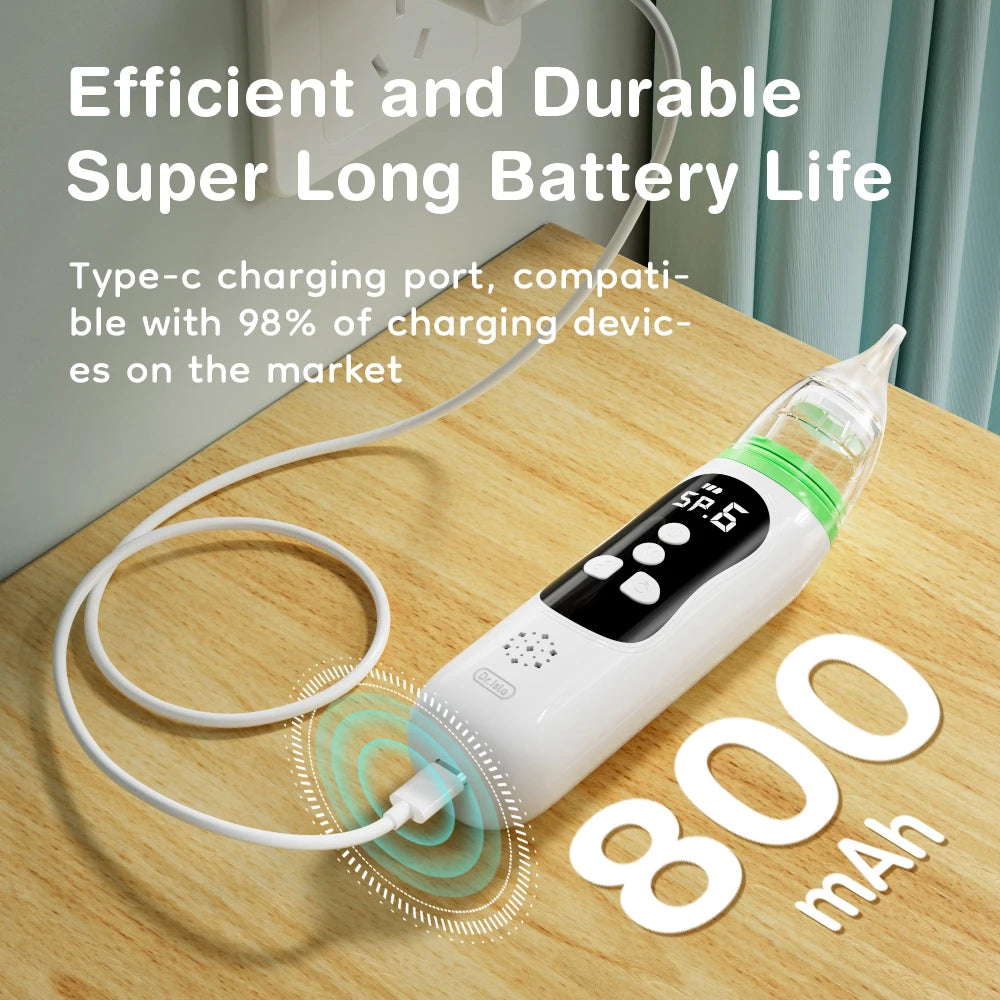 MAMIJOY Baby Electric Nasal Aspirator Nose Suction Device with Food Grade Silicone Mouthpiece 6 Suction Modes and Soothing Music