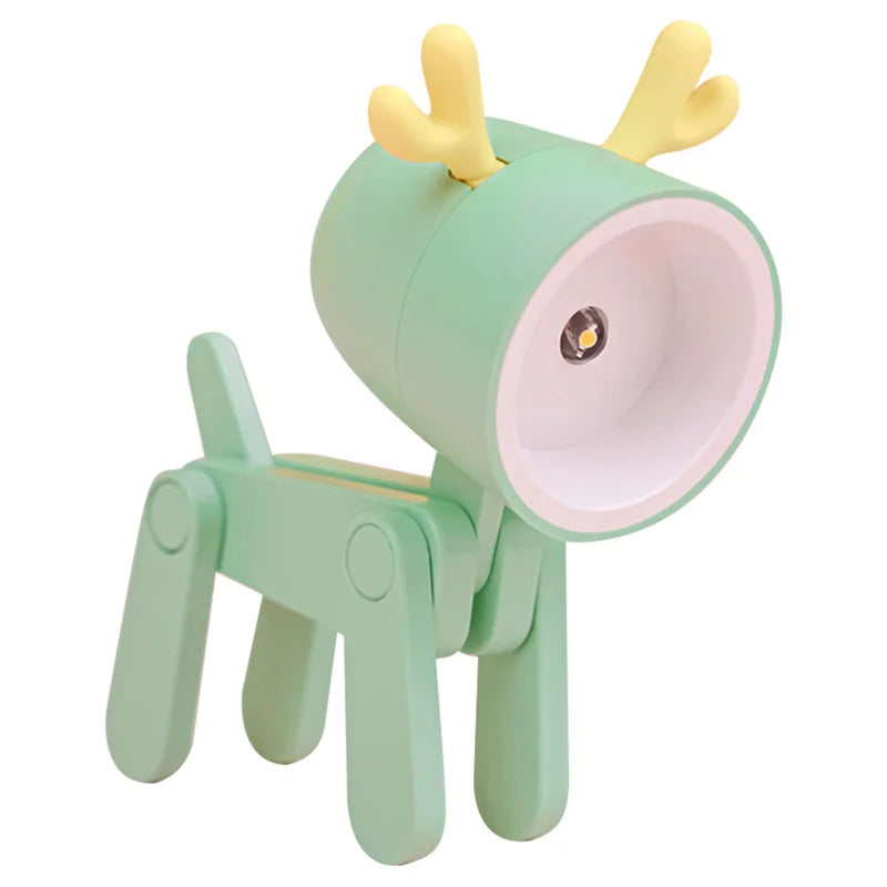 Mini Led Night Lights Folding Desk Lamp Cartoon Cute Pet Dog Deer Shape Nightlights Adjustable Kids Bedroom Bedside Decor Gift