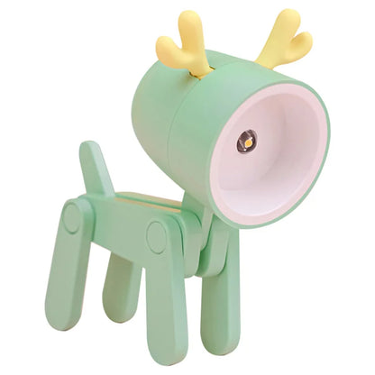 Mini Led Night Lights Folding Desk Lamp Cartoon Cute Pet Dog Deer Shape Nightlights Adjustable Kids Bedroom Bedside Decor Gift