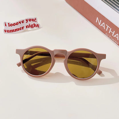 2025 New Kids Cute Checker Panel Color Round UV400 Sunglasses Baby Girls Outdoor Sun Protection Sunglasses Children Sun Glasses