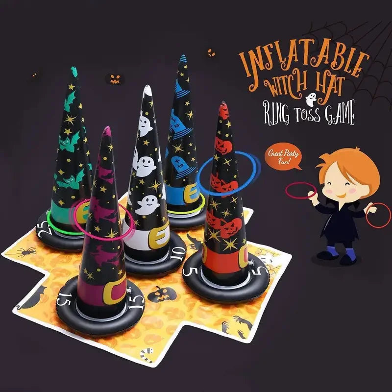 Halloween Ring Toss Game with Inflatable Witch Hat