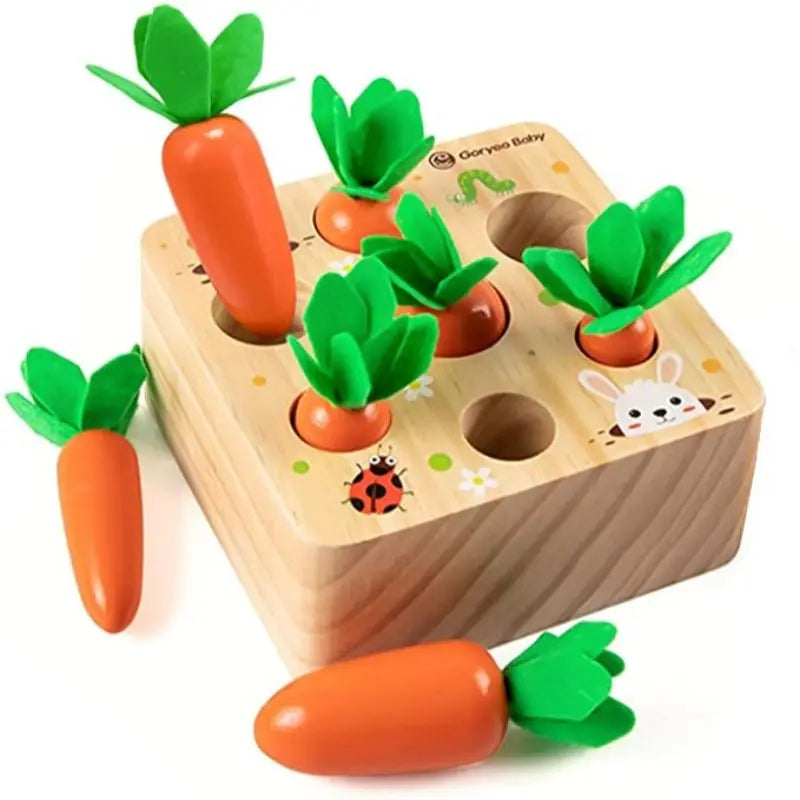 Montessori Toys for Baby Boys Girls1 2 3 4Year Wooden Puzzle Carrot Harvest Toy Game Shape Sorting Educational Toys for Children