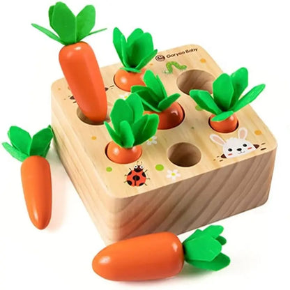 Montessori Toys for Baby Boys Girls1 2 3 4Year Wooden Puzzle Carrot Harvest Toy Game Shape Sorting Educational Toys for Children