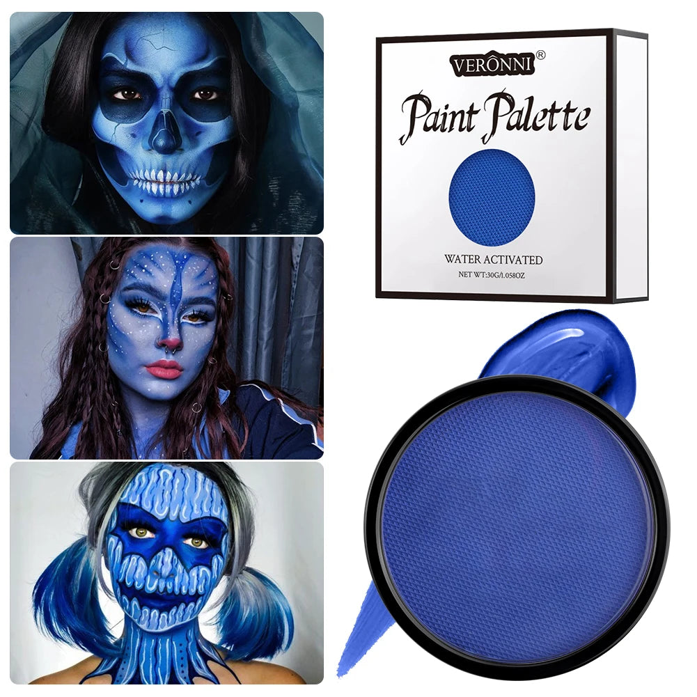Water Activated Face & Body Paint - 6 Colors with Brush