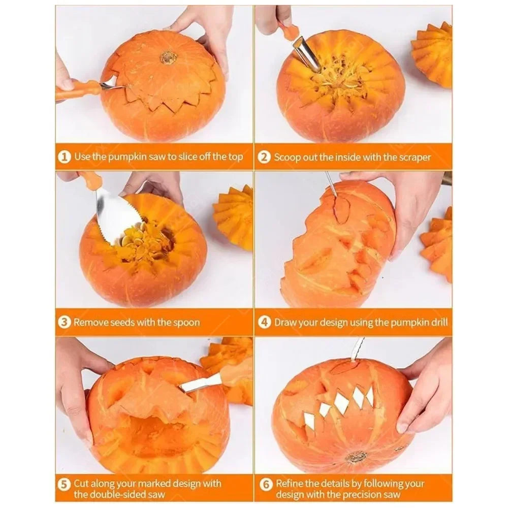 Halloween Pumpkin Carving Tool Set with Stainless Steel Blades