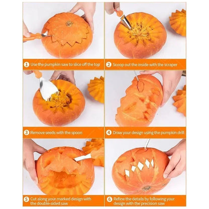 Halloween Pumpkin Carving Tool Set with Stainless Steel Blades